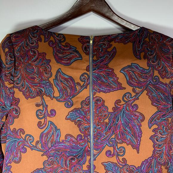 The Limited Paisley Printed Long Sleeve Dress Size Large NWT Copper Lined Orange - Picture 5 of 16